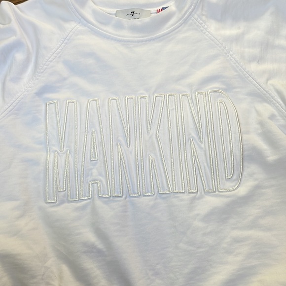 7 For All Mankind White Crew Neck Logo - Picture 2 of 5
